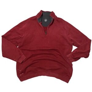 Thrashed‎ Van Heusen Burgundy Red Quarter Zip Sweatshirt Pullover Mens XL
